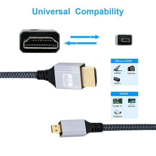 Seadream 4K Micro HDMI to HDMI Cable 1FT 2Pack High-Speed Full HDMI to Micro HDMI Braided Cord Support 3D 4K/60Hz 1080p - Image 5