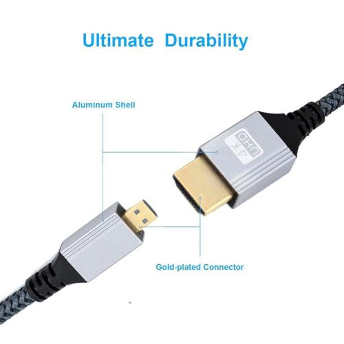 Seadream 4K Micro HDMI to HDMI Cable 1FT 2Pack High-Speed Full HDMI to Micro HDMI Braided Cord Support 3D 4K/60Hz 1080p - Image 3