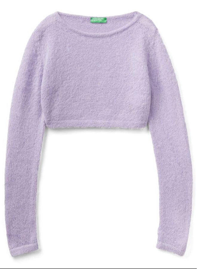 Benetton CROPPED SWEATER IN MOHAIR BLEND  - Image 4