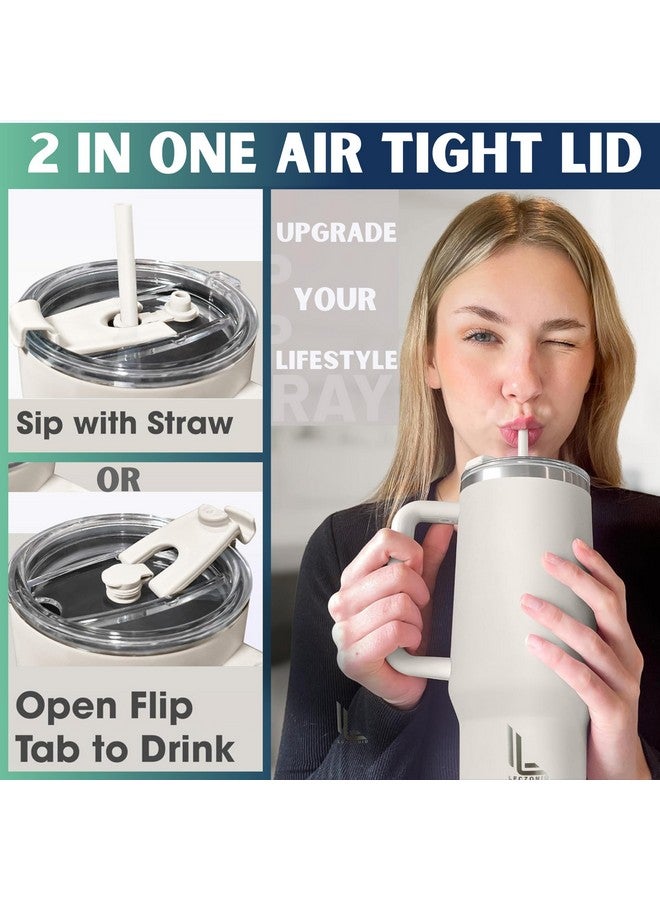 Leczonio 1200ML Tumbler with Straw-Water Sipper for Adults Insulated Coffee Drinking Cup Reusable Stainless Steel Water Bottle Travel Mug chugger Cupholder Friendly Gifts for Women Men (Rose Quartz) - Image 5