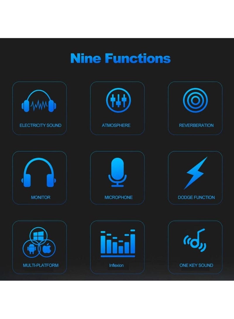 V8 Multifunctional Live Sound Card USB Audio Interface Intelligent Volume Adjustable Audio Mixer Sound Card for Recording Hosting Speech
