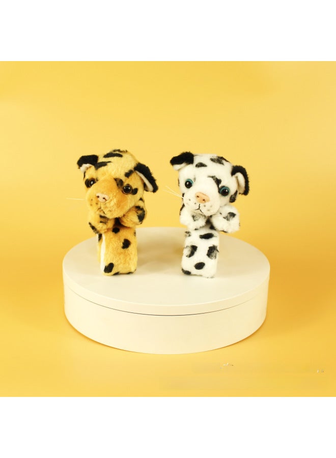 Cute Tiger Plush Toys Leopard Print Dolls Slap Bracelets Creative Wristbands Children's Hand Ornaments Zoo Gifts-Color:Flying White Tiger Bracelet-Height:All Yards
