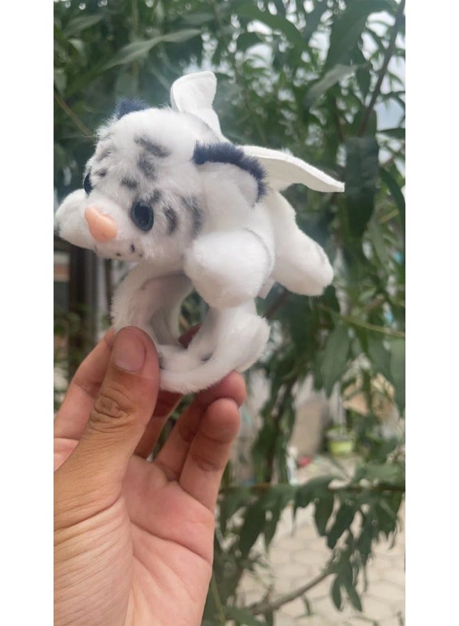 Cute Tiger Plush Toys Leopard Print Dolls Slap Bracelets Creative Wristbands Children's Hand Ornaments Zoo Gifts-Color:Flying White Tiger Bracelet-Height:All Yards