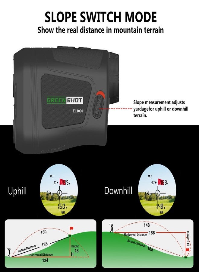 GREEN SHOT Range Finder Golf, 1200 Yards Golf Rangefinder with Slope, Golf Range Finder with Magnetic and Pin Lock Vibration, 6X Magnification, Rechargeable Compact Golfing Range Finder - Image 3