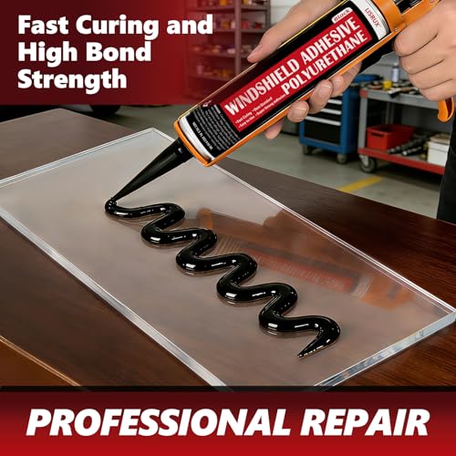 LISRUX [6 Pack] Polyurethane Windshield Adhesive, Windshield Sealant Black - High Bond Strength, Quick Curing & Weather Resistant Automotive Glass Glue for Vertical & Overhead Application, 310ml - Image 2