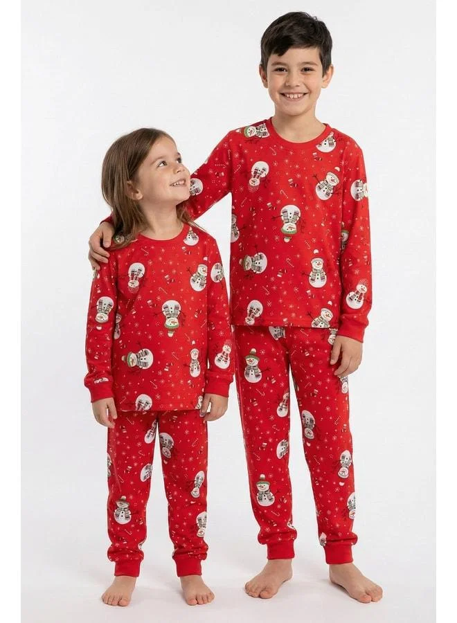 zuzunga Unisex Christmas Snowman Patterned Children's Pajama Set
