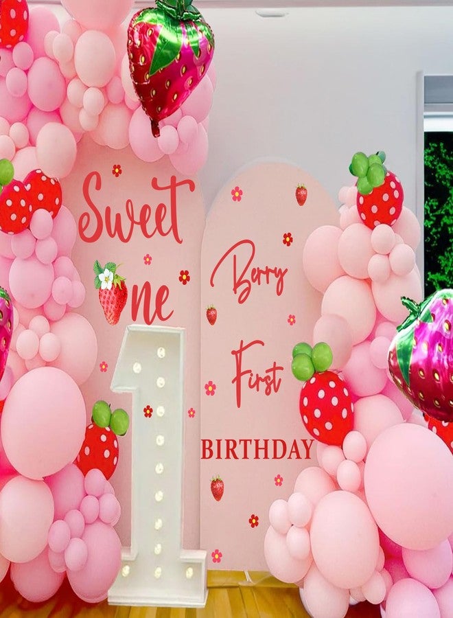 kokolap Berry First Birthday Backdrop Decals Sweet One Party Sign for Balloon Arch Strawberry 1st Decorations Supplies Baby Girls Photo Background Sticker - Image 3