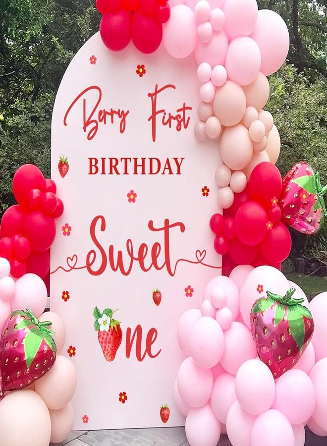 kokolap Berry First Birthday Backdrop Decals Sweet One Party Sign for Balloon Arch Strawberry 1st Decorations Supplies Baby Girls Photo Background Sticker - Image 1