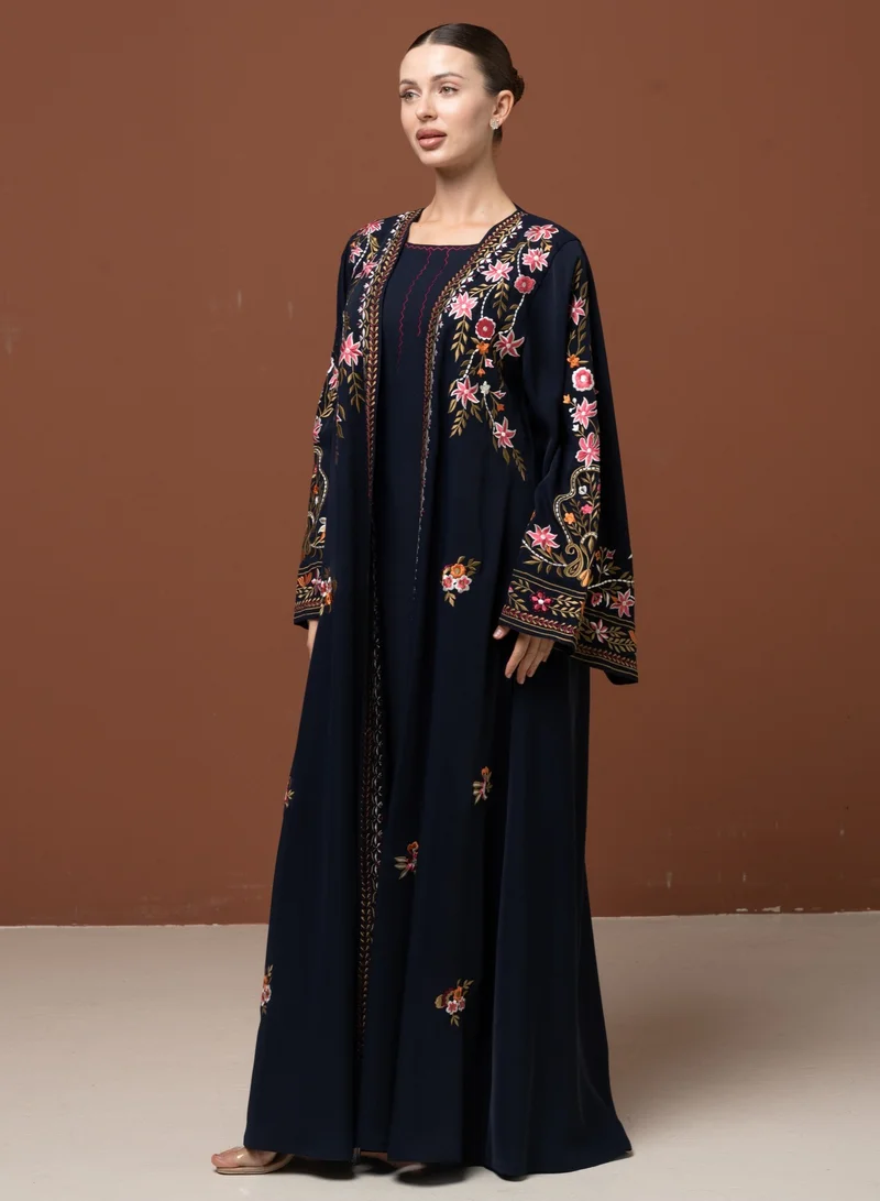 Meem by Mariyah Front open abaya with sheila