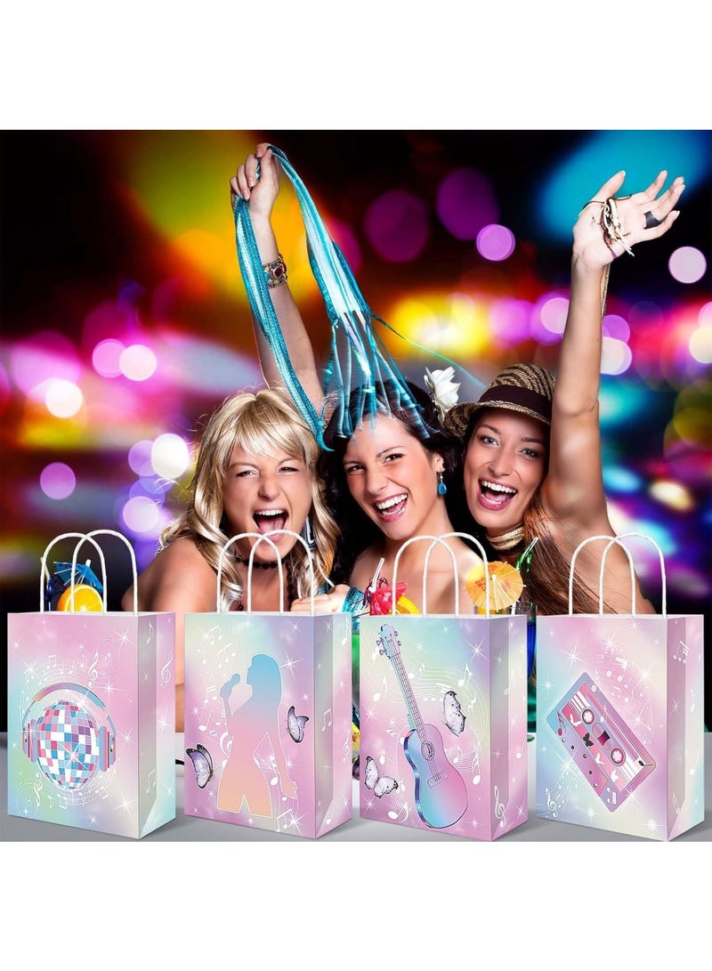 Zikra Singer Theme Party Party Gift Bags, 24 Pcs Popular Music Theme Gradient Tint Paper Favor Boxes, Double Sided Pattern Pop Star Theme Party Supplies for Birthday, Wedding, Bridal Shower - Image 3