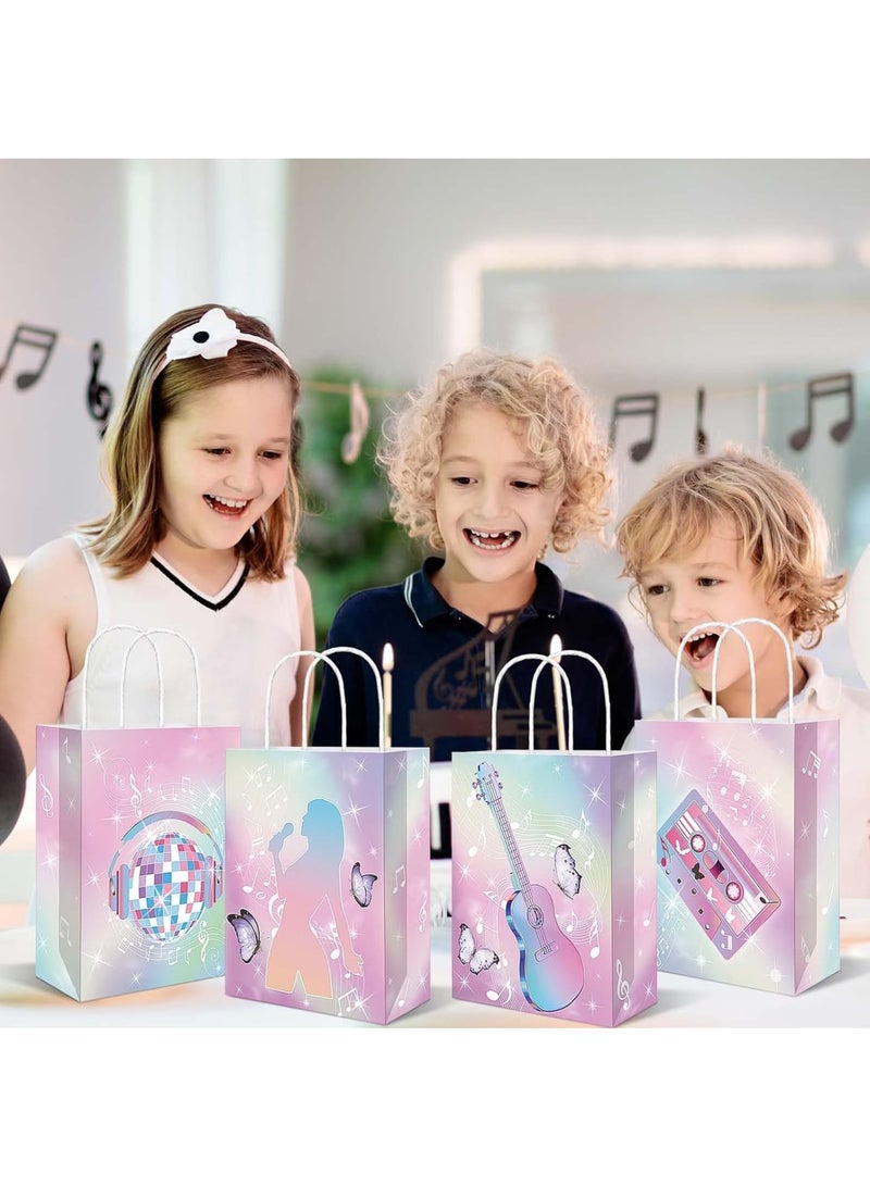 Zikra Singer Theme Party Party Gift Bags, 24 Pcs Popular Music Theme Gradient Tint Paper Favor Boxes, Double Sided Pattern Pop Star Theme Party Supplies for Birthday, Wedding, Bridal Shower - Image 5
