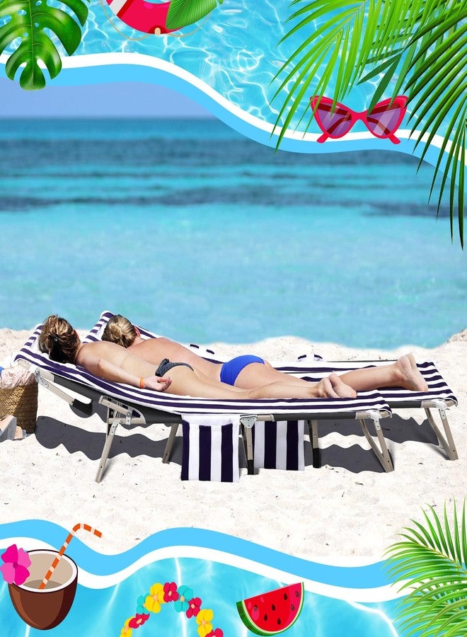 Mindsoft 1 Pack Lounge Chair Towel Cover Microfiber Beach Chaise Lounge Cover with Face Hole and 3 Pockets Holders for Pool Summer Outdoor Lounger, 75.6 x 24.4 Inch (Without Chair)(Blue and White) - Image 4