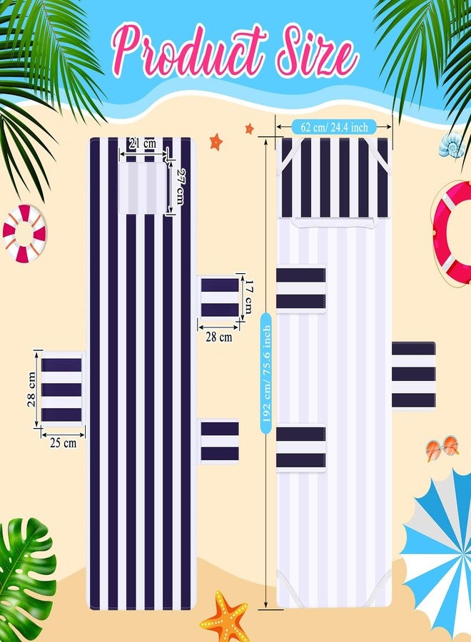 Mindsoft 1 Pack Lounge Chair Towel Cover Microfiber Beach Chaise Lounge Cover with Face Hole and 3 Pockets Holders for Pool Summer Outdoor Lounger, 75.6 x 24.4 Inch (Without Chair)(Blue and White) - Image 2