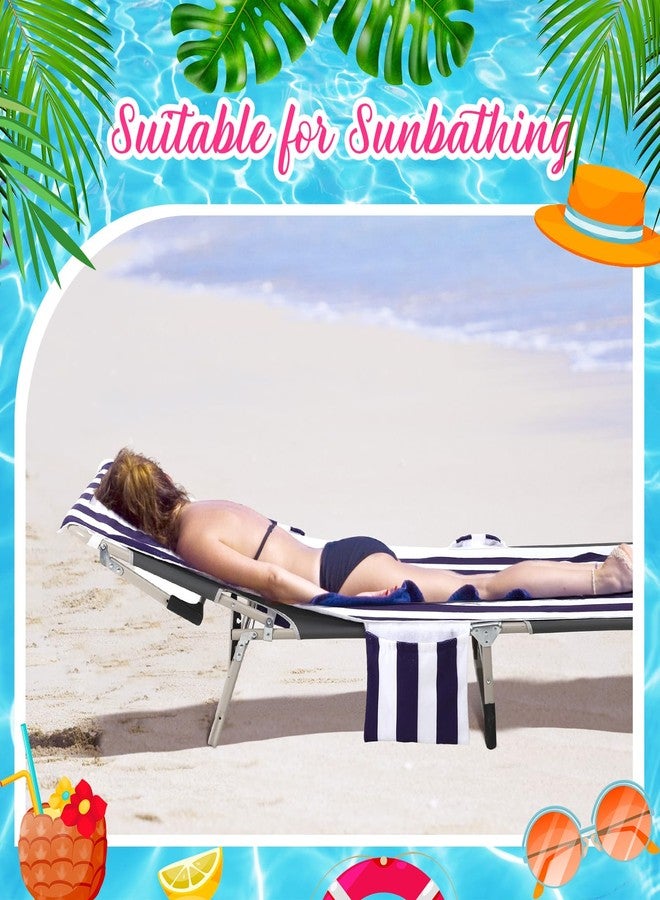 Mindsoft 1 Pack Lounge Chair Towel Cover Microfiber Beach Chaise Lounge Cover with Face Hole and 3 Pockets Holders for Pool Summer Outdoor Lounger, 75.6 x 24.4 Inch (Without Chair)(Blue and White) - Image 5