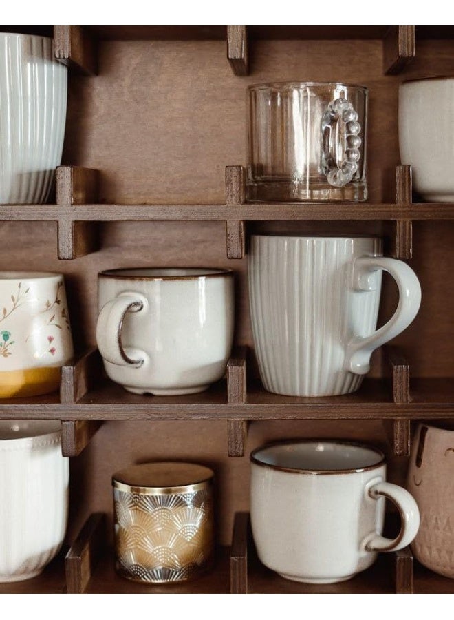 بيت مجات خشبي لتعليق الأكواب – تصميم 60×60 سم للتنظيم والعرض بشكل أنيق يمكن تعليقه طولي أو عرضي - Image 2