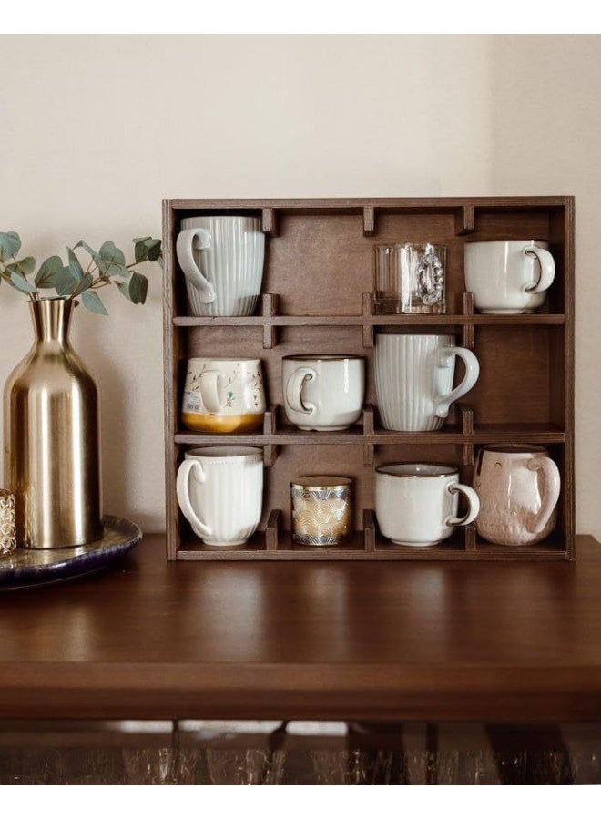 بيت مجات خشبي لتعليق الأكواب – تصميم 60×60 سم للتنظيم والعرض بشكل أنيق يمكن تعليقه طولي أو عرضي - Image 1