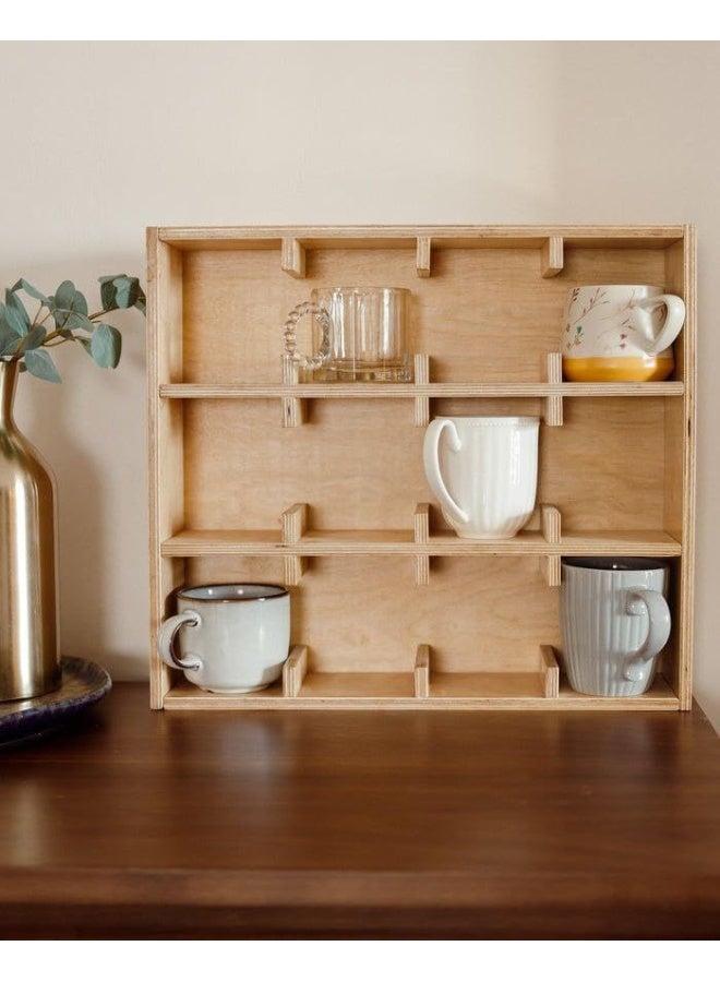 بيت مجات خشبي لتعليق الأكواب – تصميم 60×60 سم للتنظيم والعرض بشكل أنيق يمكن تعليقه طولي أو عرضي - Image 4