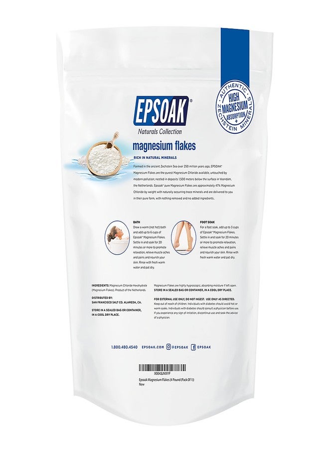 Epsoak Magnesium Flakes 4 lb. Magnesium Sulfate USP. Resealable Epsom Salt Bag Unscented, Made in The USA, Cruelty-Free Certified - Image 2