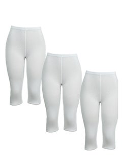 City Rose 3- Pieces Women's Perforated Cotton Bermuda White  - Image 1
