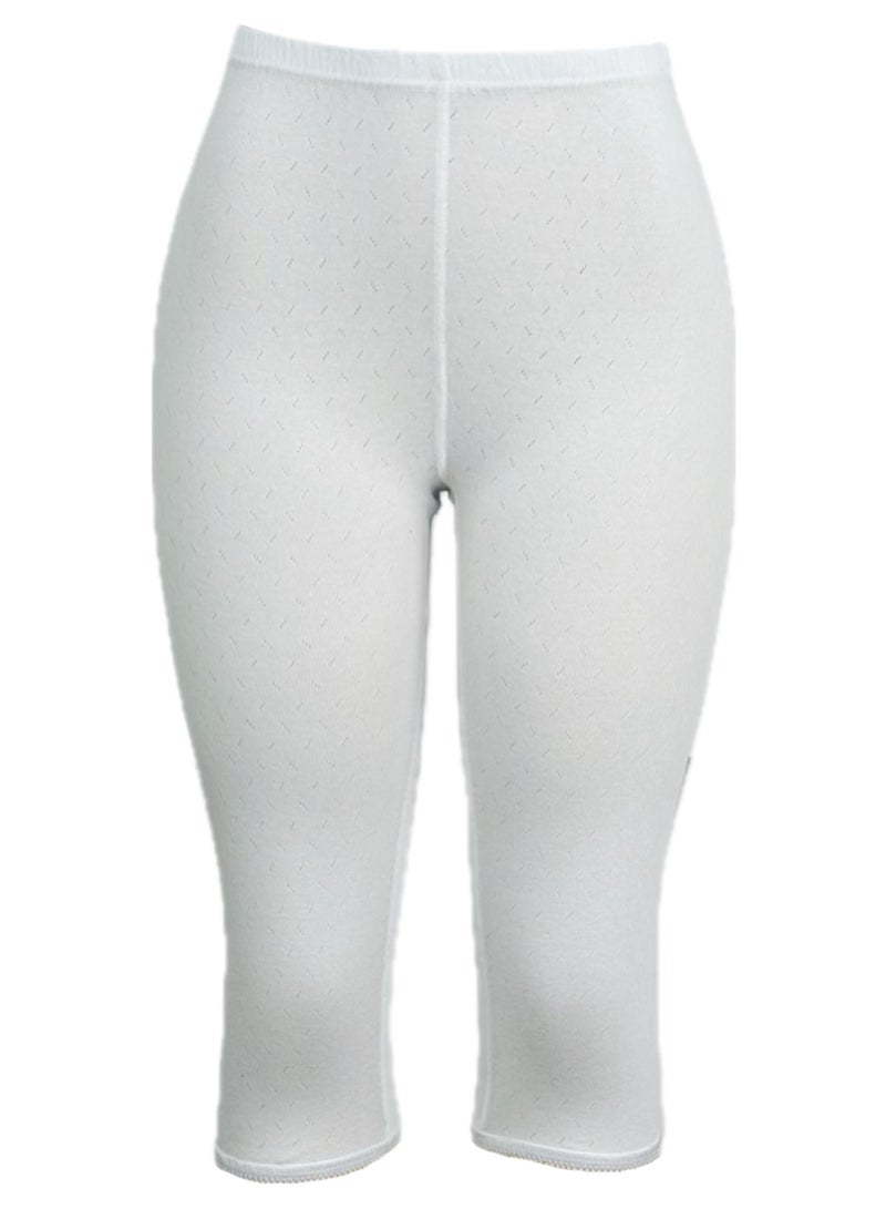 City Rose 3- Pieces Women's Perforated Cotton Bermuda White - Image 2