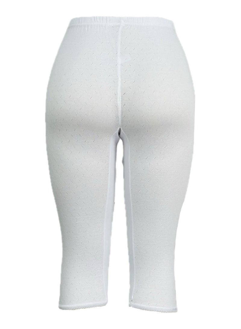 City Rose 3- Pieces Women's Perforated Cotton Bermuda White - Image 3