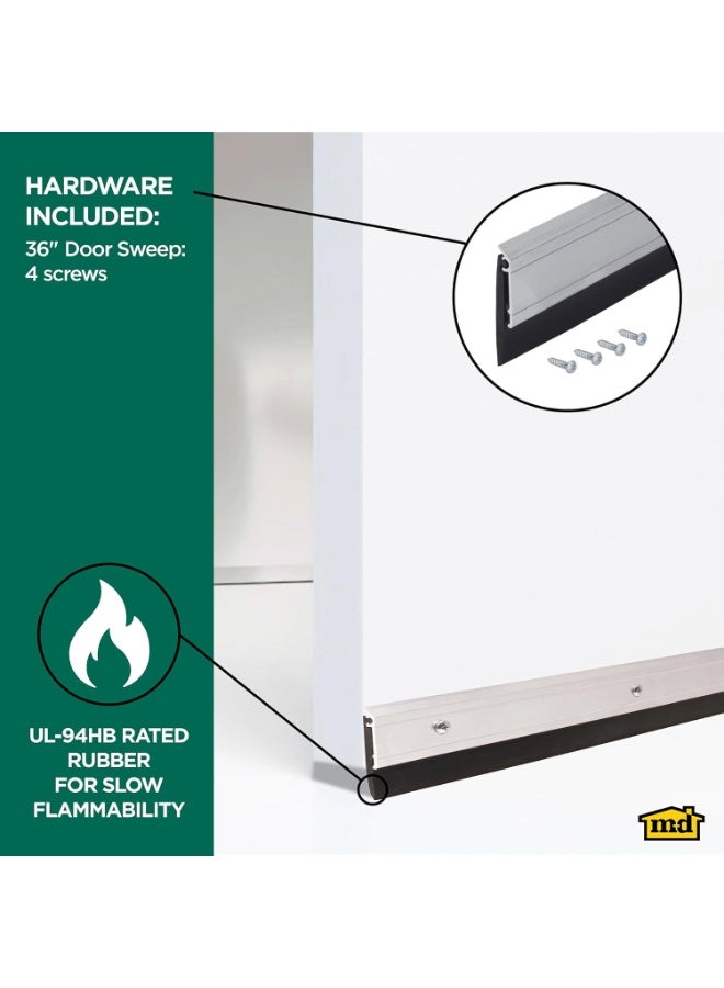 M-D Building Products 68247 All-Season Door Sweep, Heavy Duty Aluminum, Ideal for Residential & Commercial Use, Easy Installation with Heavy Rubber Seal, Ensure Comfort and Security (36 Inch, Silver) - Image 2