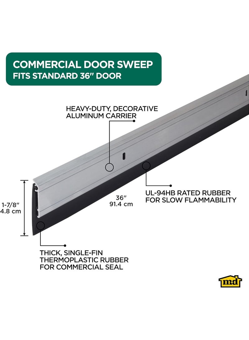 M-D Building Products 68247 All-Season Door Sweep, Heavy Duty Aluminum, Ideal for Residential & Commercial Use, Easy Installation with Heavy Rubber Seal, Ensure Comfort and Security (36 Inch, Silver) - Image 3