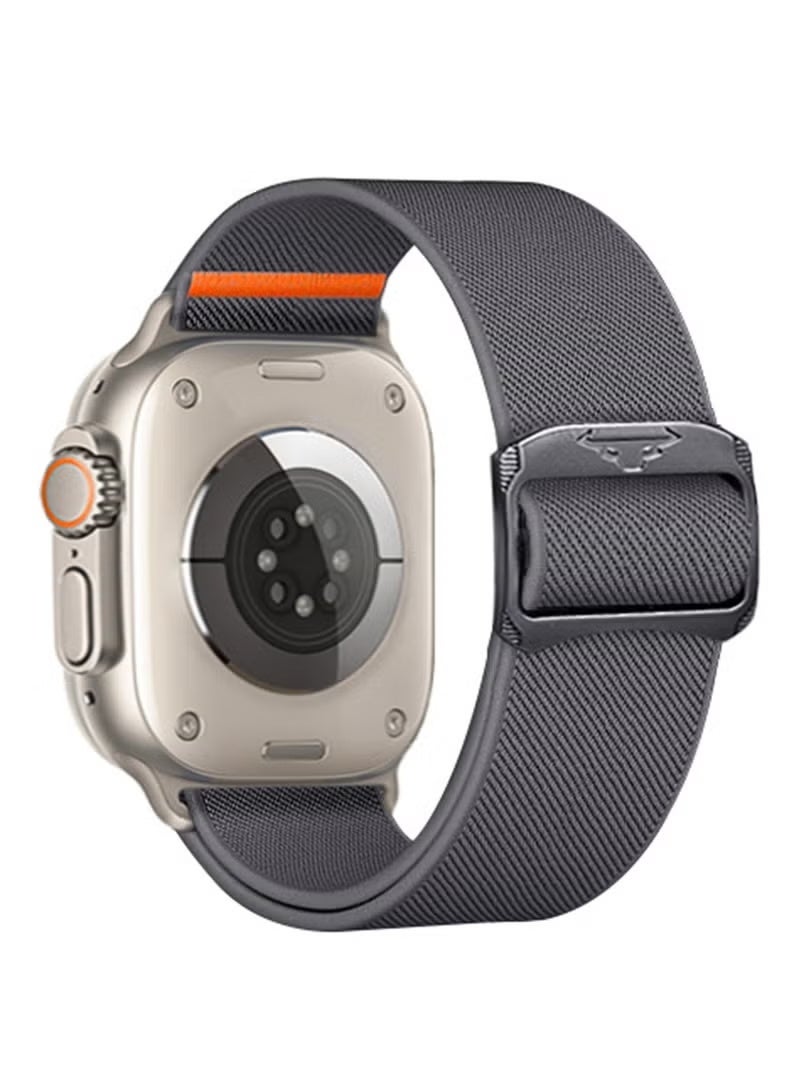 حزام ساعة مرن مضفر من النايلون الناعم - حزام ساعة Apple رمادي اللون لساعة Ultra 2، سلسلة 11/10/9/8/7/6/5/4/3 (42/44/45/46/49 مم) - Image 1