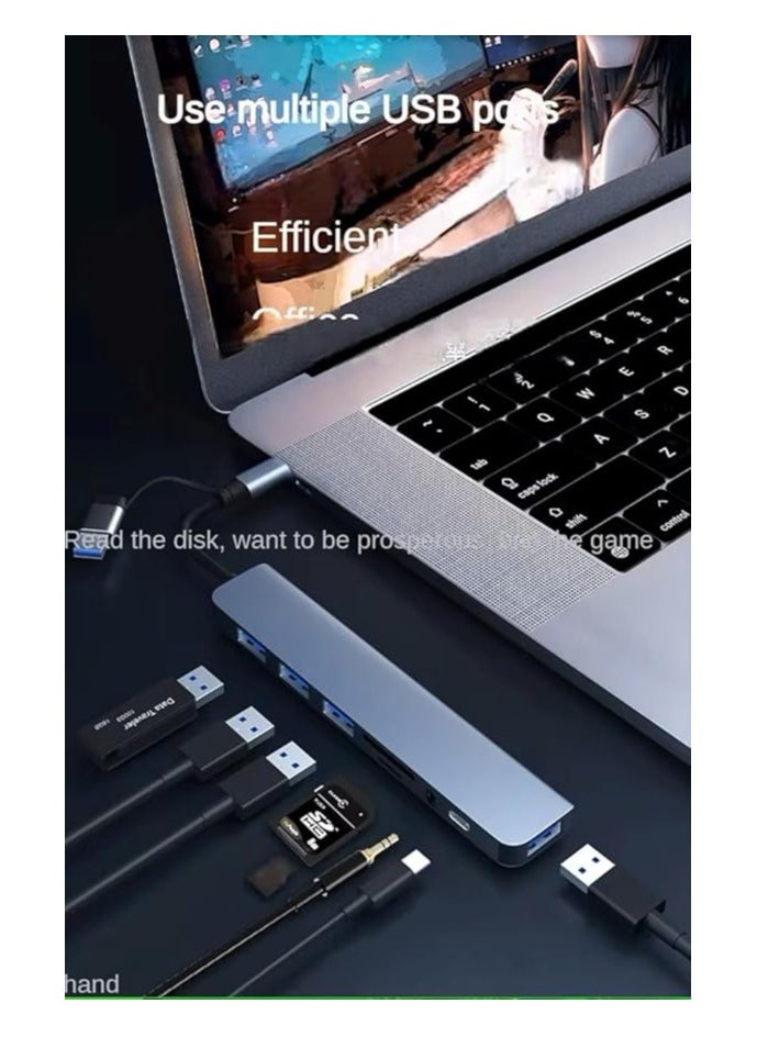 USB C Hub, 8 in 1 Type C Hub Multiport Adapter with 4K HDMI, PD Power Delivery, USB-C, Ethernet, 2 USB, SD/TF Card Reader Compatible with Mac Book Pro XPS and More Type C Devices