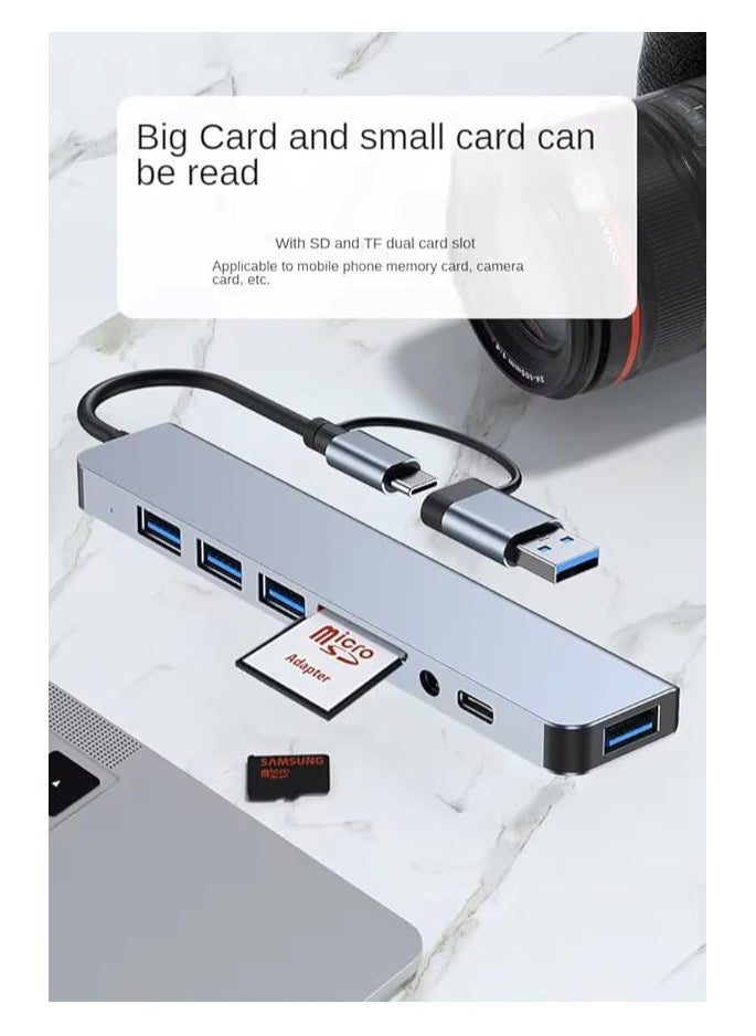 USB C Hub, 8 in 1 Type C Hub Multiport Adapter with 4K HDMI, PD Power Delivery, USB-C, Ethernet, 2 USB, SD/TF Card Reader Compatible with Mac Book Pro XPS and More Type C Devices