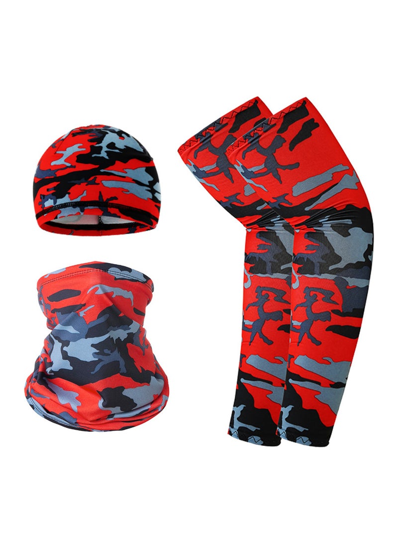 Generic 1 Set UV Protection Neck Gaiter Face Cover Cooling Arm Sleeve Skull Cap Helmet Liner for Women Men  - Image 1