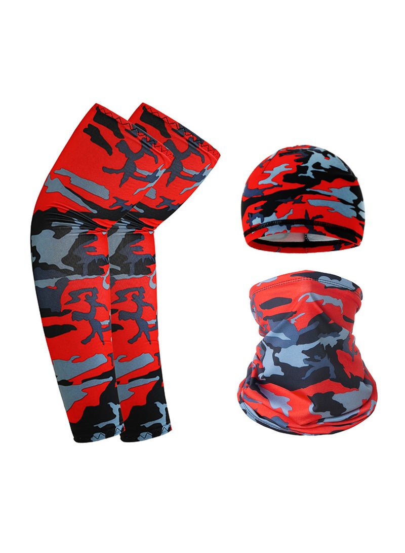 Generic 1 Set UV Protection Neck Gaiter Face Cover Cooling Arm Sleeve Skull Cap Helmet Liner for Women Men  - Image 2