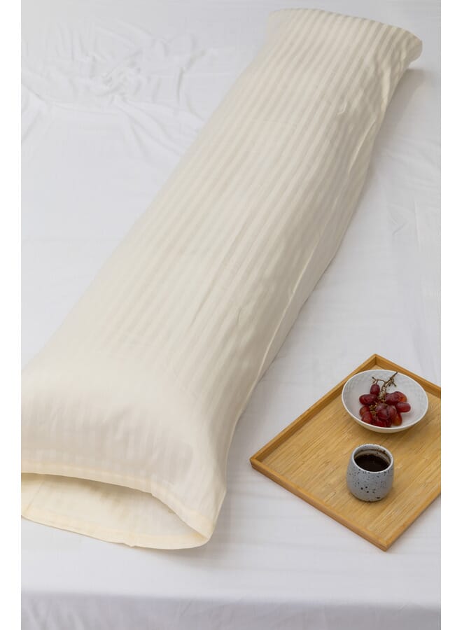 MEHALLA Long Pillowcase Set - Satin - Double - Off White - 160cm*45cm - 100% Egyptian Cotton