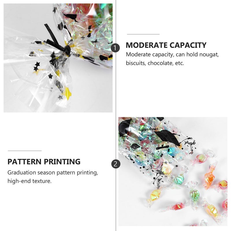 Graduation Cookie Bags 200pcs Food Grade Plastic with Twist Ties Random Color - Image 4