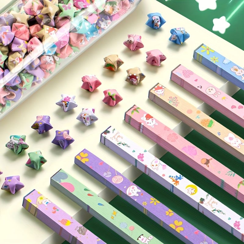 540 Sheets Printed Star Origami Paper Rabbit Heart Clover Floral DIY Crafts - Image 1
