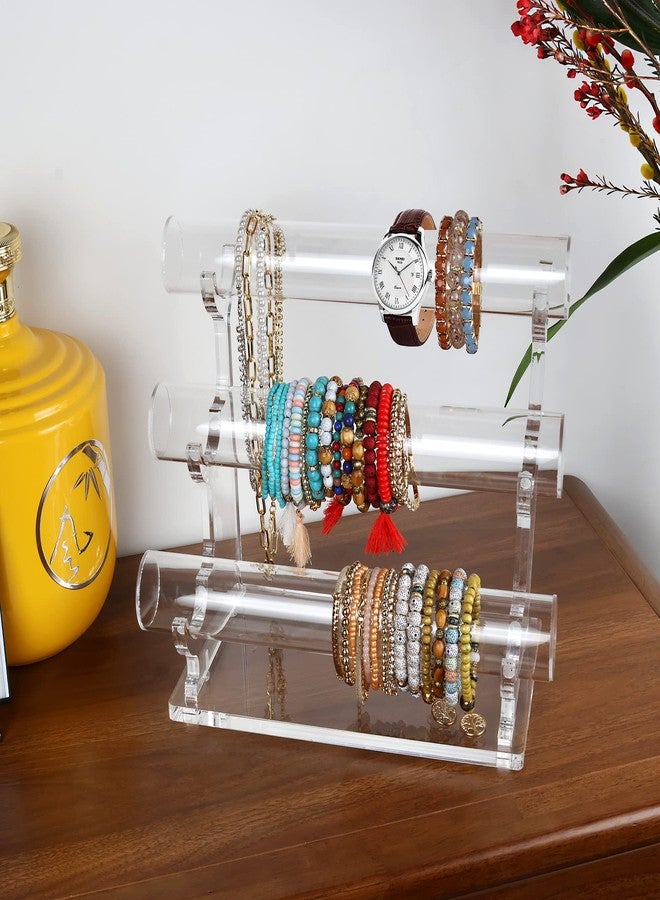 evron 3 Tier Jewelry Organizer Stand Acrylic Necklace Holder,Stylish Crystal Bangle Bracelet Holder,Jewelry Display for Selling,Invisible Detachable Watch Holder,Organizer for Men/Women - Image 2