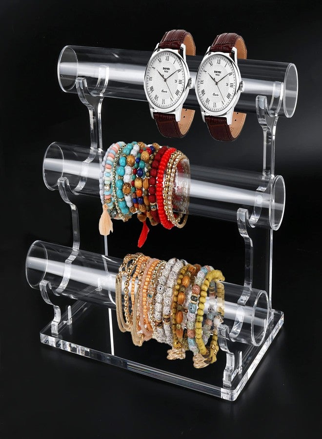 evron 3 Tier Jewelry Organizer Stand Acrylic Necklace Holder,Stylish Crystal Bangle Bracelet Holder,Jewelry Display for Selling,Invisible Detachable Watch Holder,Organizer for Men/Women - Image 1