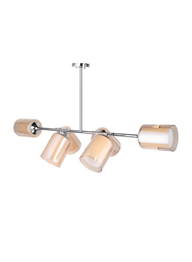 الروضة للإضاءة نجفة ايميليا ستانلس 6 لمبة | نجفة مودرن | الخامة: Stainless Steel | اللون:بيج - كروم | المقاس: 55x104 سم