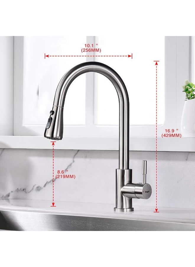 Generic - Ibergrif  M22137 Kitchen Sink Taps Mixer With Pull Out Spray, High Arc With Dual Spray Mode, Single Handle Lever With Uk Standard Fittings, Grey, Chrome - Image 1