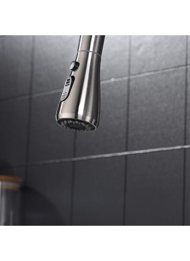 Generic - Ibergrif  M22137 Kitchen Sink Taps Mixer With Pull Out Spray, High Arc With Dual Spray Mode, Single Handle Lever With Uk Standard Fittings, Grey, Chrome - Image 1