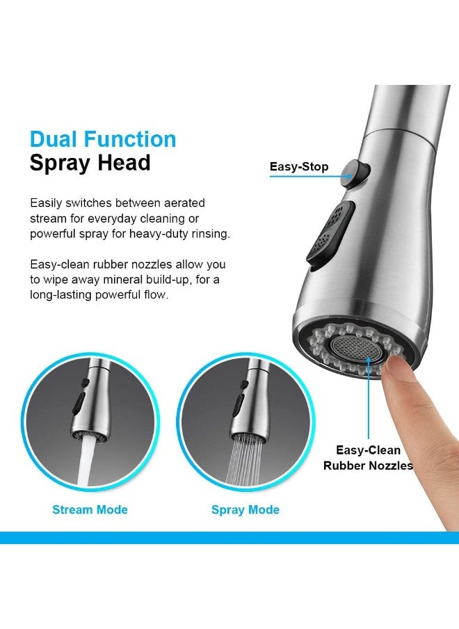 Generic - Ibergrif  M22137 Kitchen Sink Taps Mixer With Pull Out Spray, High Arc With Dual Spray Mode, Single Handle Lever With Uk Standard Fittings, Grey, Chrome - Image 1