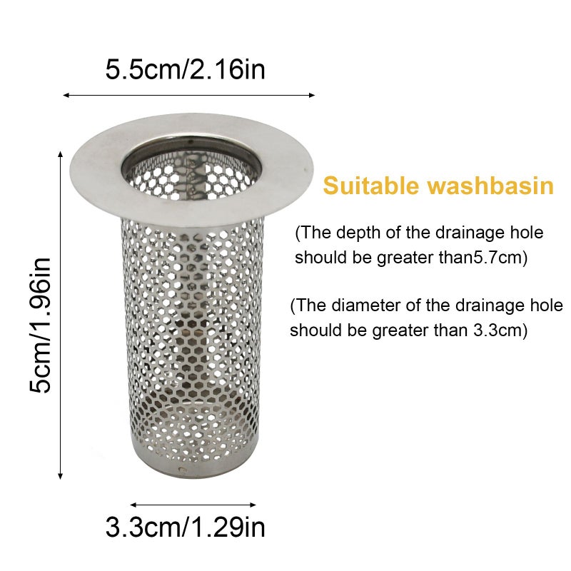 2pcs Stainless Steel Sink Strainer Shower Drain Cover Hair Catcher for Kitchen Bathroom - Image 4