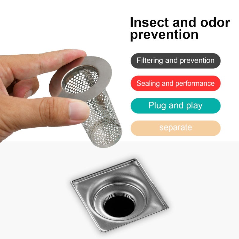 2pcs Stainless Steel Sink Strainer Shower Drain Cover Hair Catcher for Kitchen Bathroom - Image 1