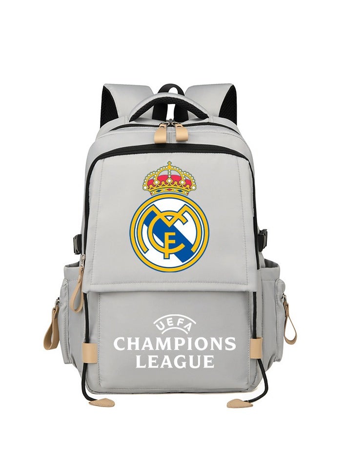 General - Teen school bags, men's and women's backpacks, travel bags, Real Madrid print personality casual sports backpacks - Image 1
