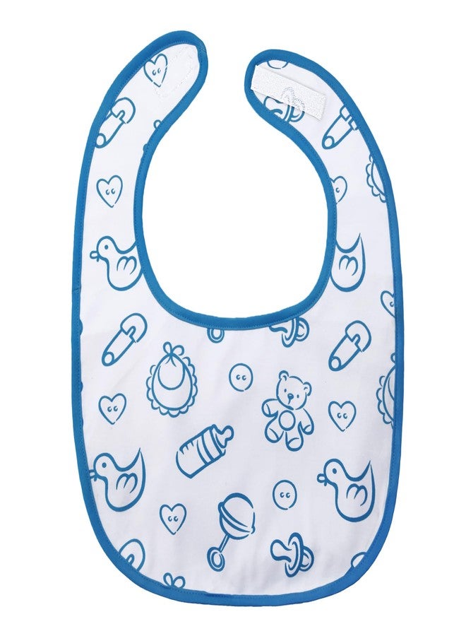 Littleforbig Cotton Waterproof Babydoll Printed Adult Bib with Adjustable Hook-and-Loop Fastener Closure - Nursery Blue Adult Bib - Image 1