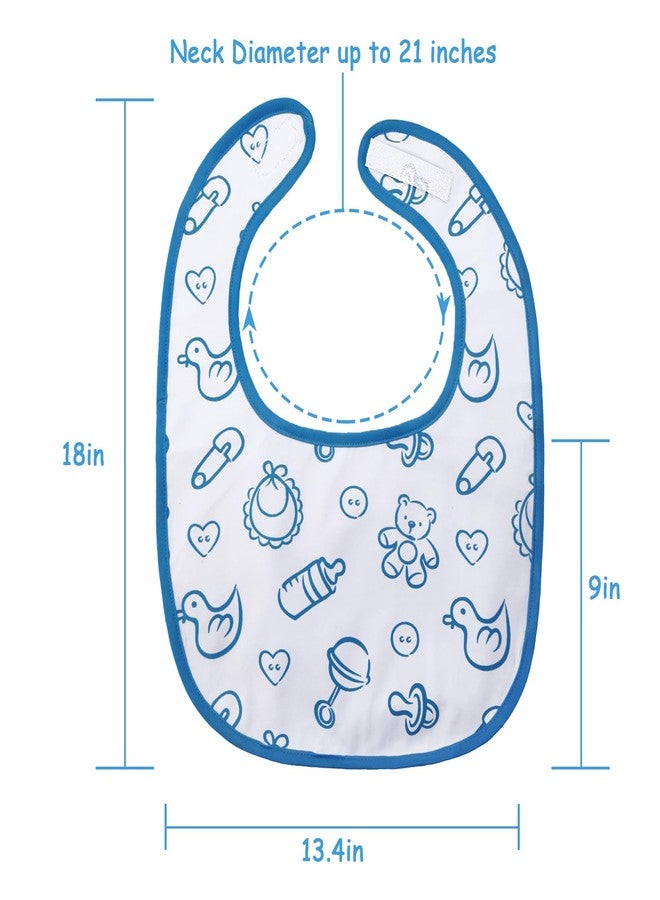 Littleforbig Cotton Waterproof Babydoll Printed Adult Bib with Adjustable Hook-and-Loop Fastener Closure - Nursery Blue Adult Bib - Image 4