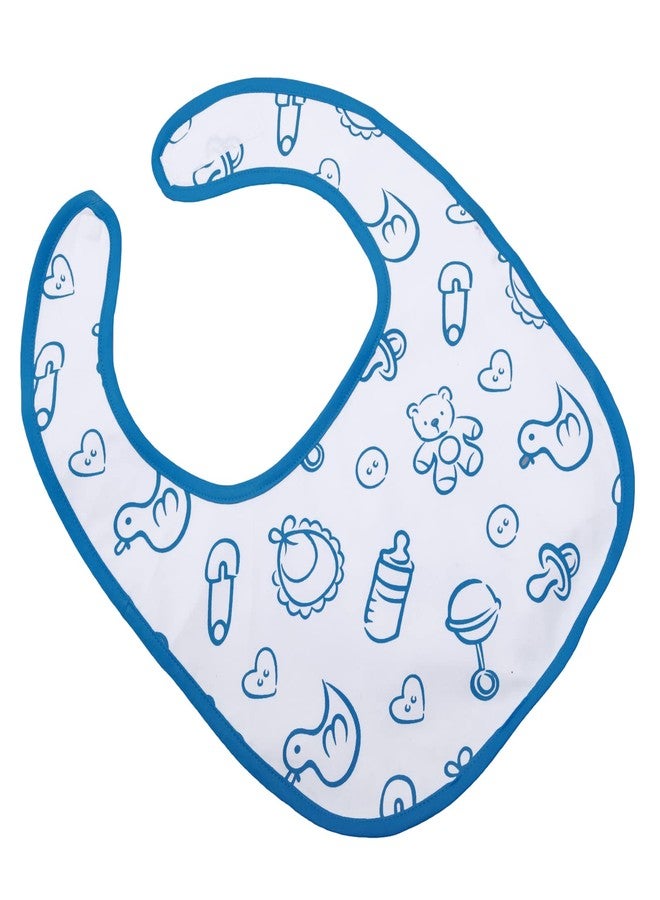 Littleforbig Cotton Waterproof Babydoll Printed Adult Bib with Adjustable Hook-and-Loop Fastener Closure - Nursery Blue Adult Bib - Image 2