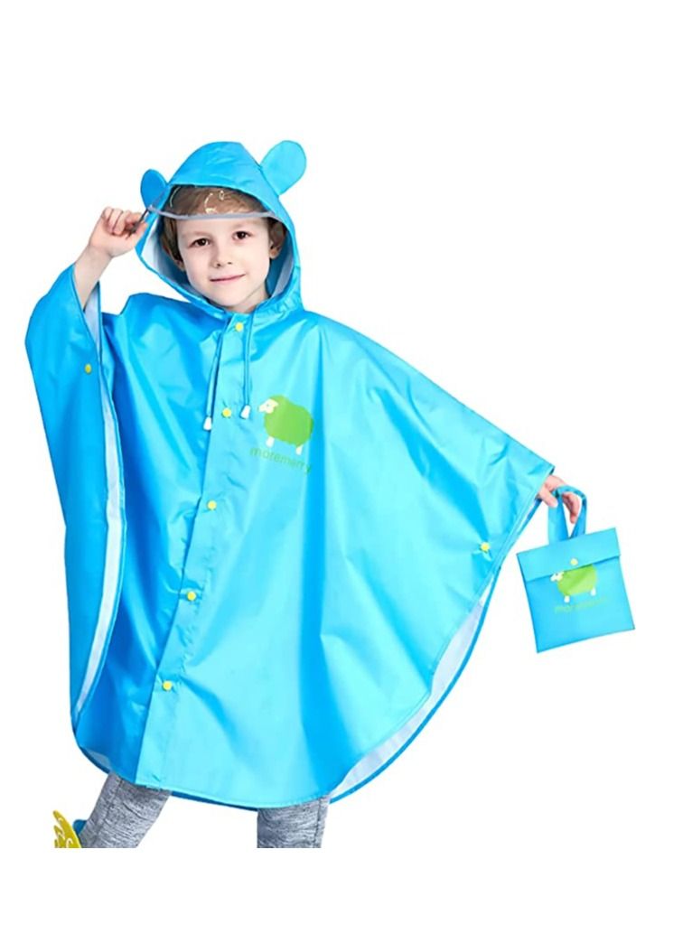 Excefore Kids Rain Poncho, Cartoon Hooded Raincoat Jacket Lightweight Schoolbag Waterproof Hoodie Coat Toddler Baby Boys Girls Cape for Sports Riding Camping Traveling Outdoors - Image 1