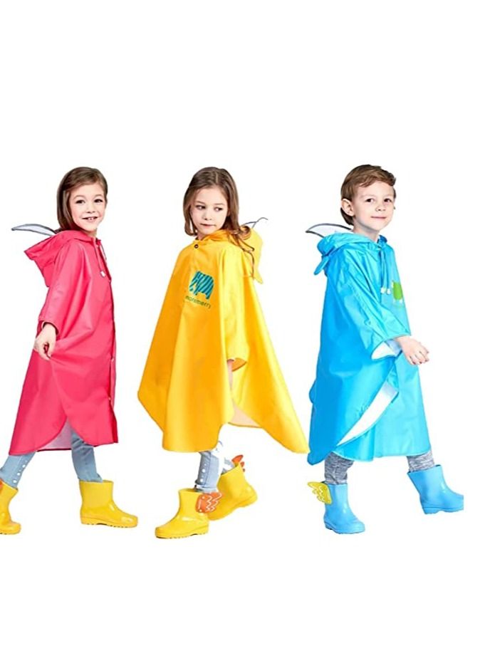 Excefore Kids Rain Poncho, Cartoon Hooded Raincoat Jacket Lightweight Schoolbag Waterproof Hoodie Coat Toddler Baby Boys Girls Cape for Sports Riding Camping Traveling Outdoors - Image 4