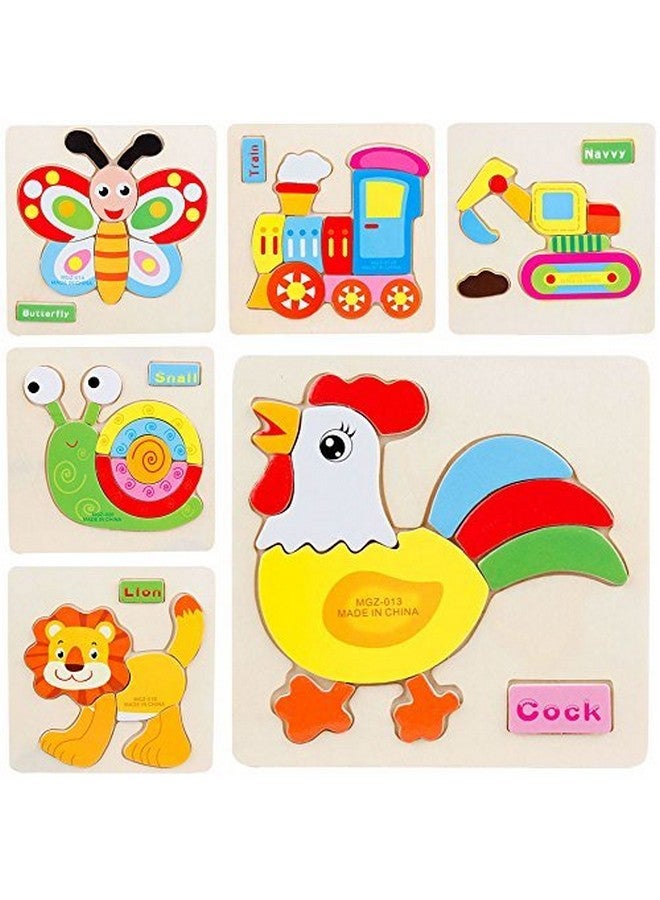 ماياترا ألغاز الصور المقطوعة الخشبية من ماياترا للأطفال الصغار، عبوة من 6 ألغاز بأنماط مختلفة في لوحة إطار (14.7 × 14.7 سم) (سيتم إرسال نمط عشوائي) - Image 1